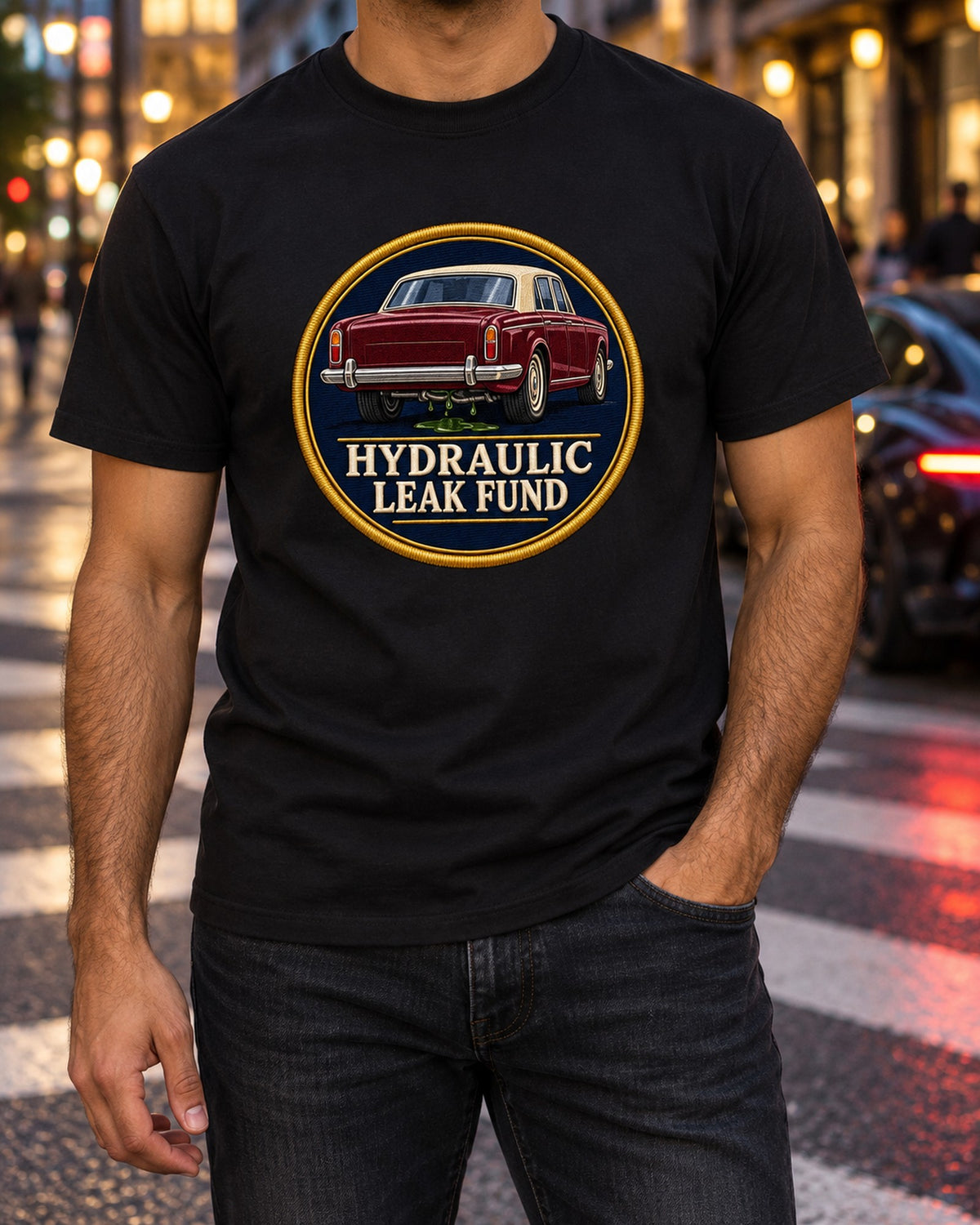 Bentley R-Type Continental Art Deco Line Shirt T-Shirt Black worn hero