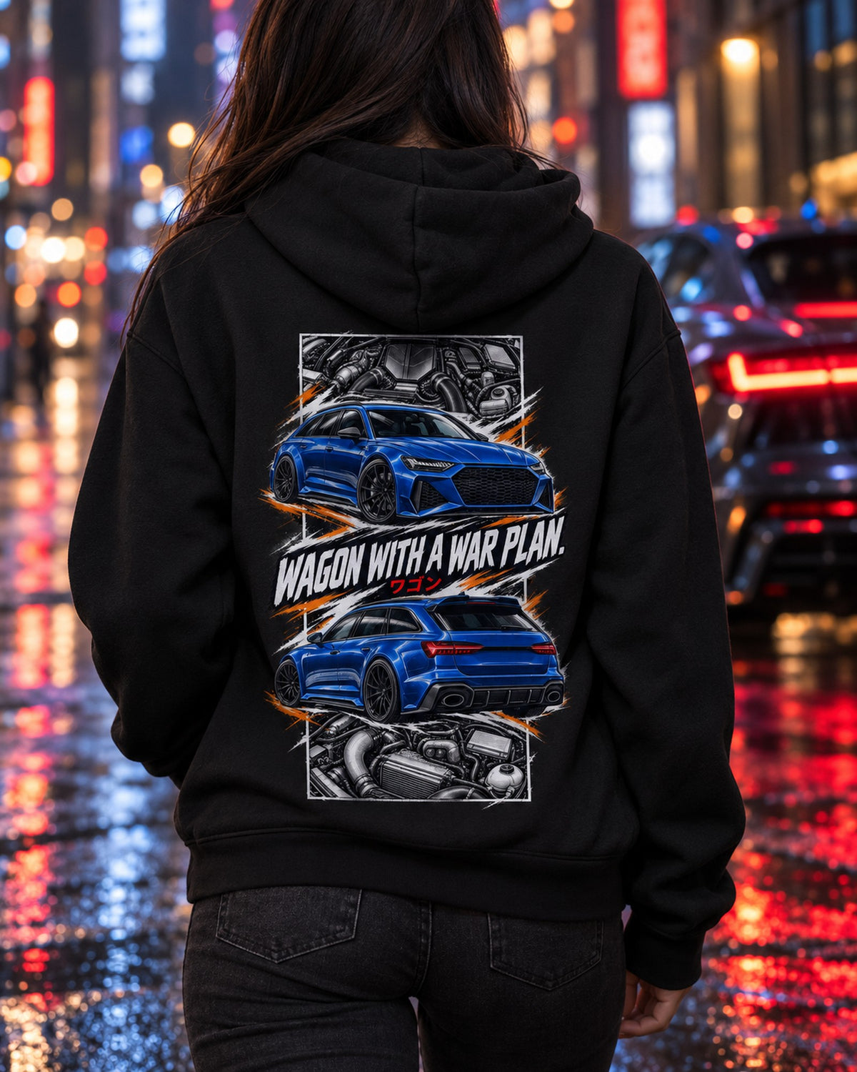 Audi Rs6 Torn Poster Full-Back Graphic Tee Pull Over Hoodie Black worn hero