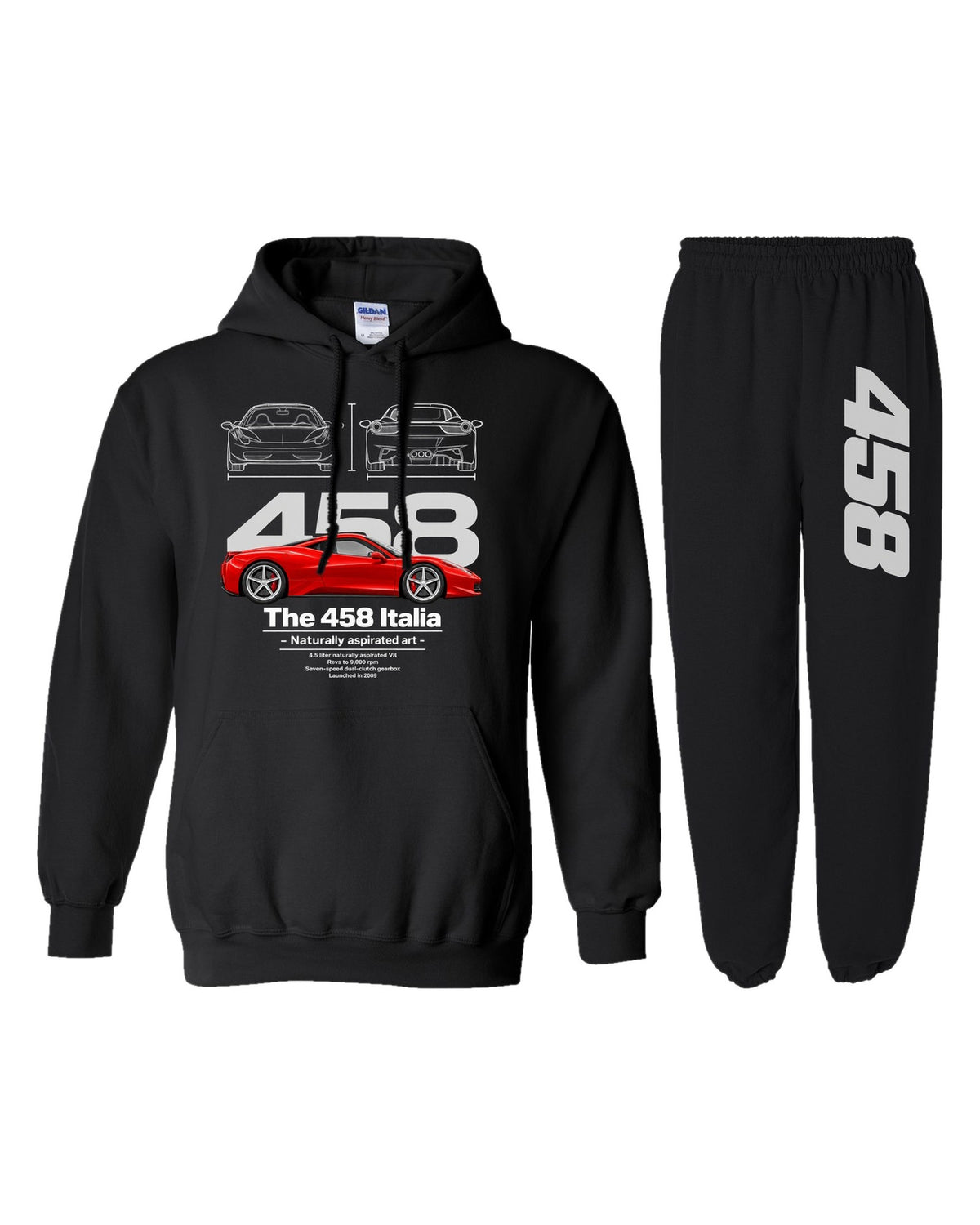 Ferrari 458 Hoodie + Jogger Set black hoodie and joggers