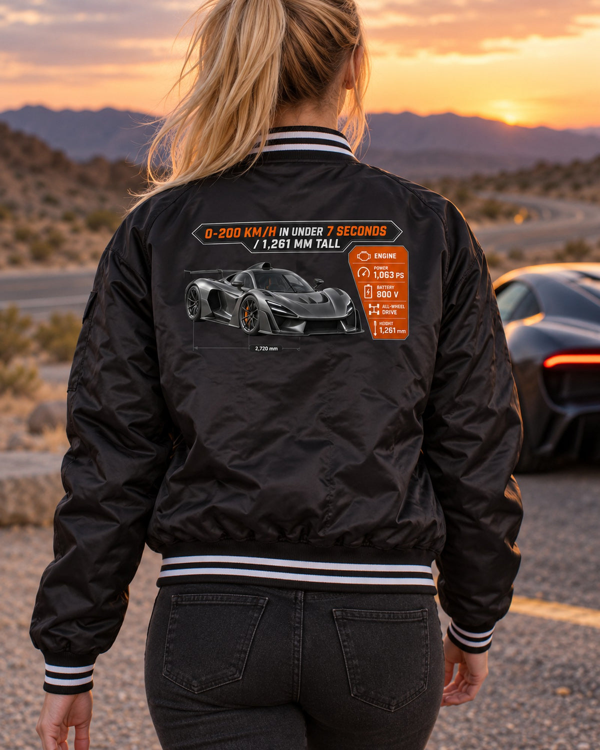 Mercedes-AMG One Spec Poster Shirt, 0-200 km/h Under 7 Seconds Bomber Jacket Black worn hero