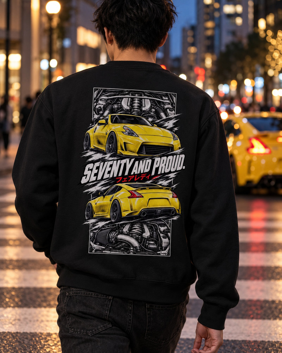 Nissan 370Z Z34 Torn Poster Full-Back Graphic Tee Crewneck Black worn hero