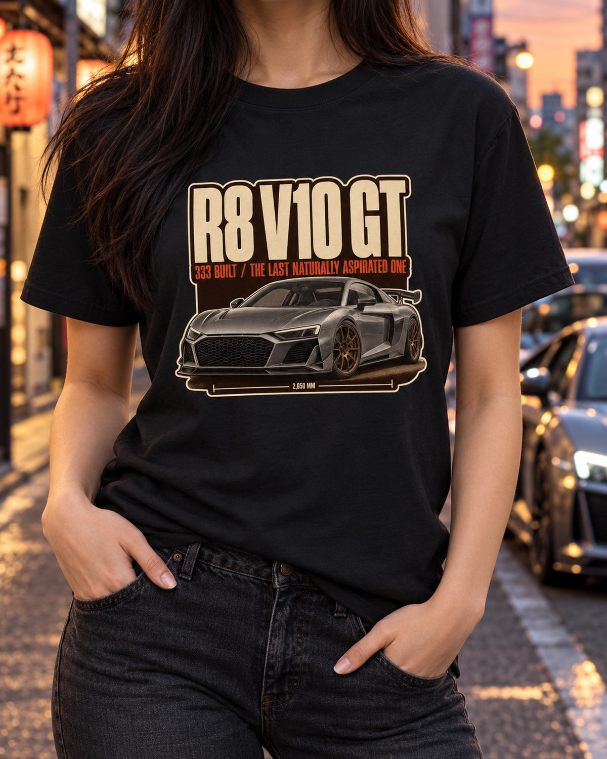 Audi R8 V10 GT RWD Final Edition Editorial Shirt, 333 Built T-Shirt Black worn hero