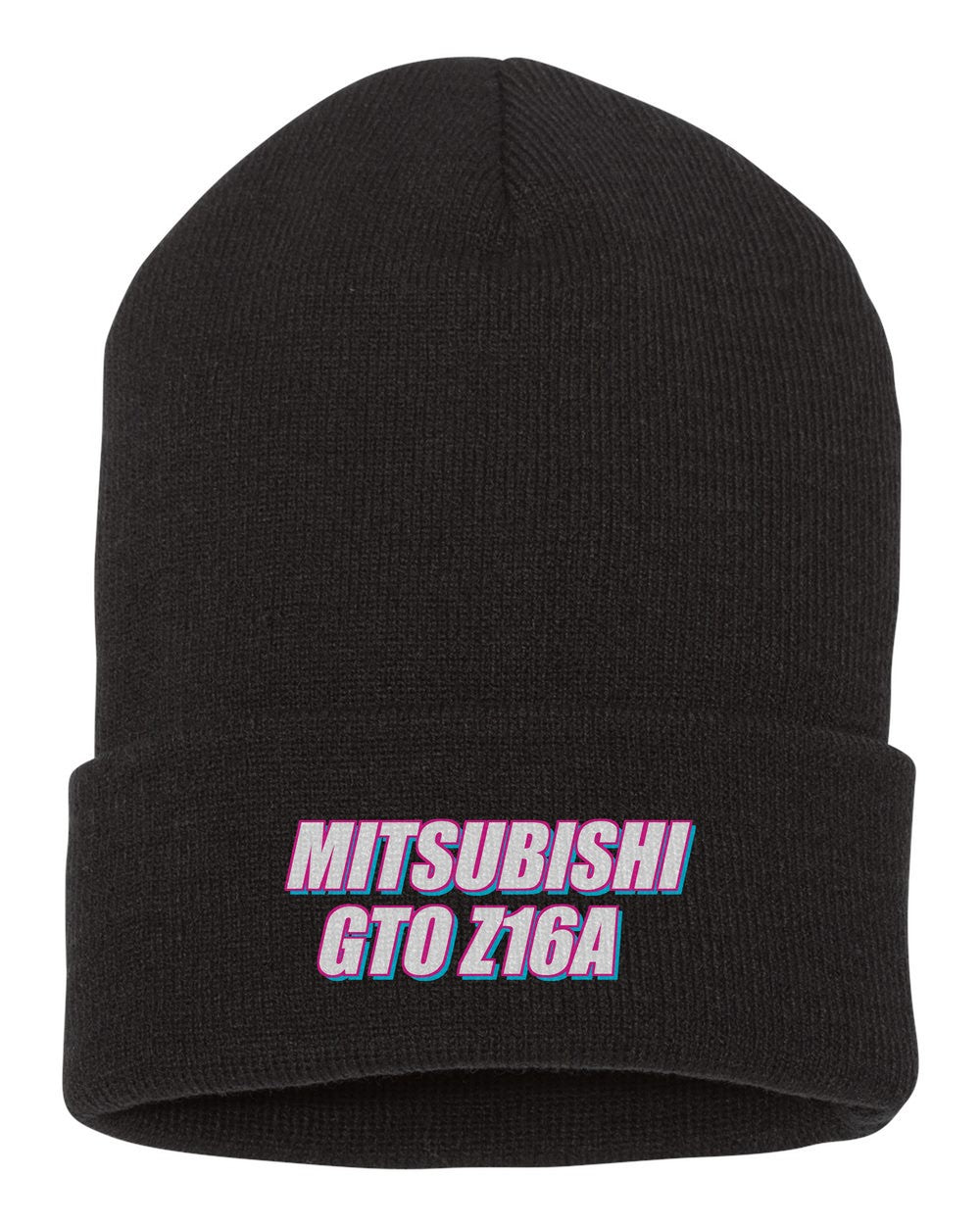 Mitsubishi Gto Z16A black beanie front view with car name