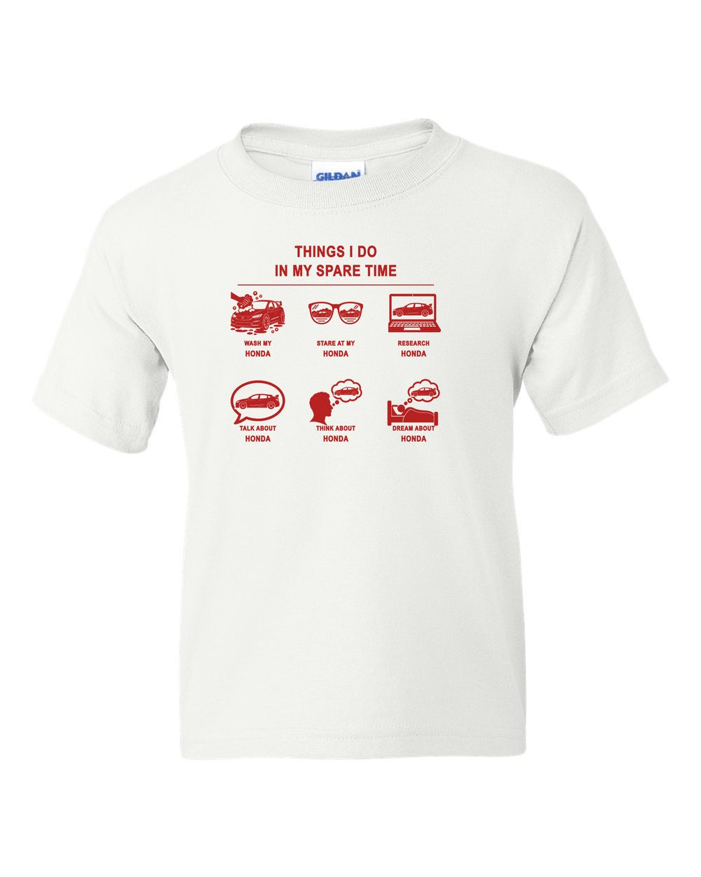 Honda Things I Do Kids Tee White front