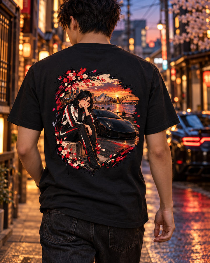 Lamborghini Murciélago Anime Girl Shirt, Hoodie & More T-Shirt Black worn hero