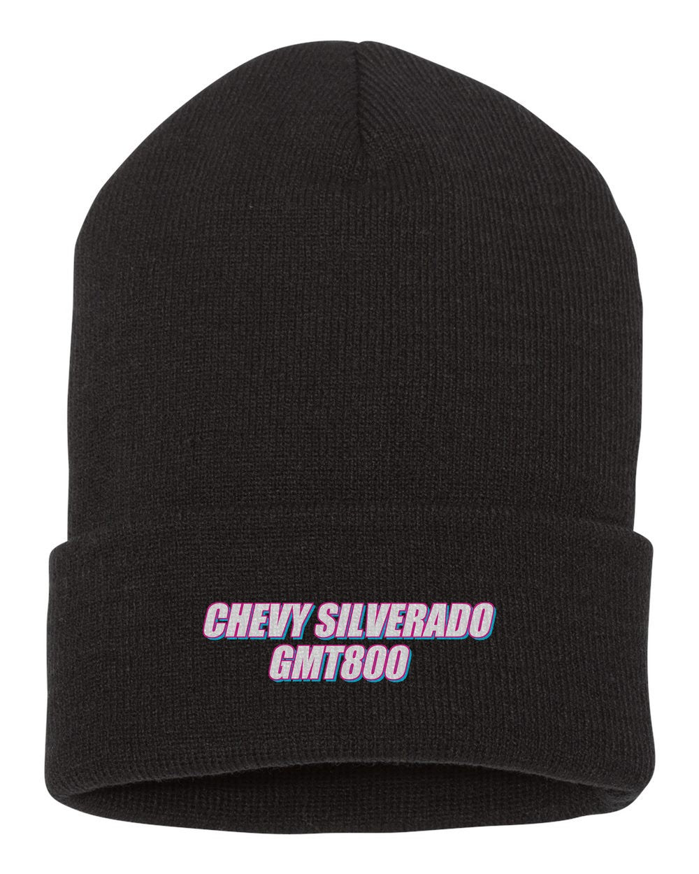 Chevy Silverado Gmt800 black beanie front view with car name