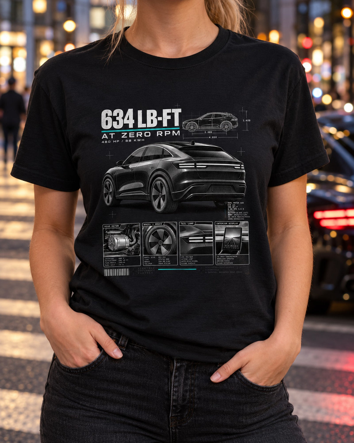 Ford Mustang Mach-E GT CX727 Torque Dossier Shirt, EV Gift T-Shirt Black worn hero