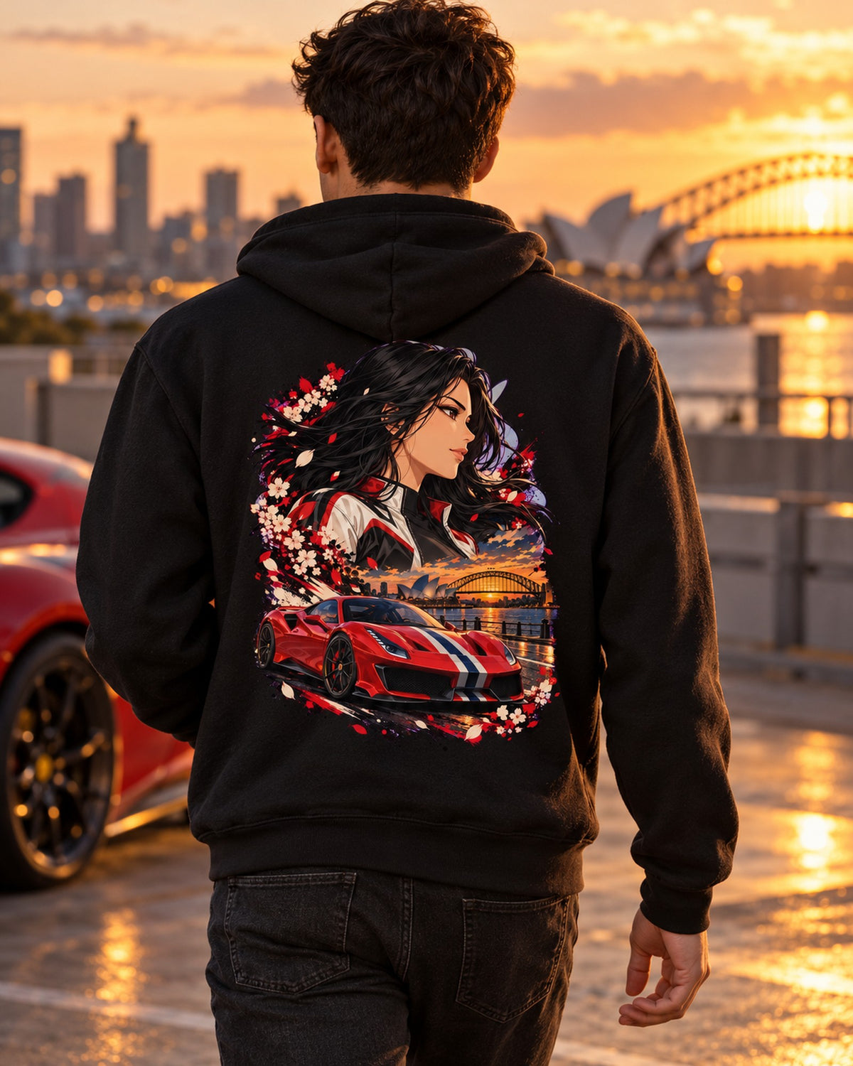 Ferrari 488 Pista Anime Girl Shirt, Hoodie & More Pull Over Hoodie Black worn hero