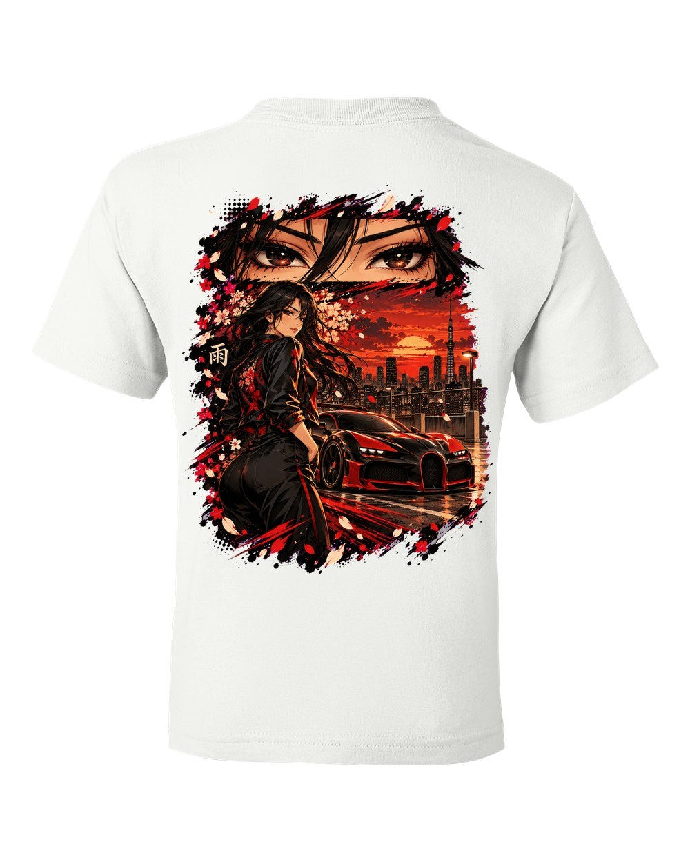 Bugatti Veyron Anime Girl Kids Tee White back