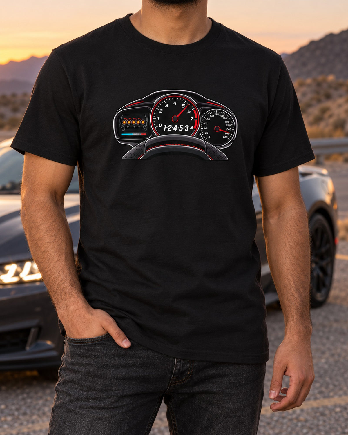 Audi RS3 8V Five-Cylinder Firing Order Gauge Shirt T-Shirt Black worn hero