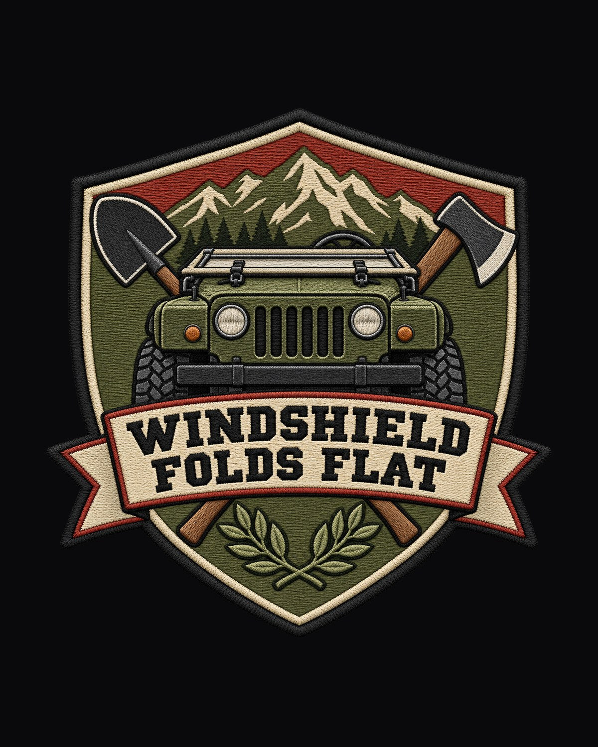 Jeep Wrangler JL Windshield Folds Flat Shield Crest Shirt design only