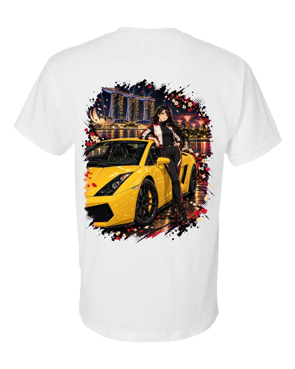 Lamborghini Gallardo Anime Girl T-Shirt White back