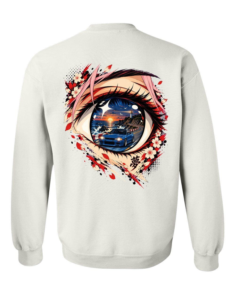 Subaru BRZ Anime Girl Crewneck White back