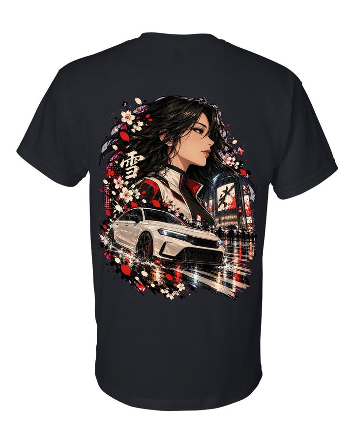 Honda Civic Type R FL5 Anime Girl T-Shirt Black back