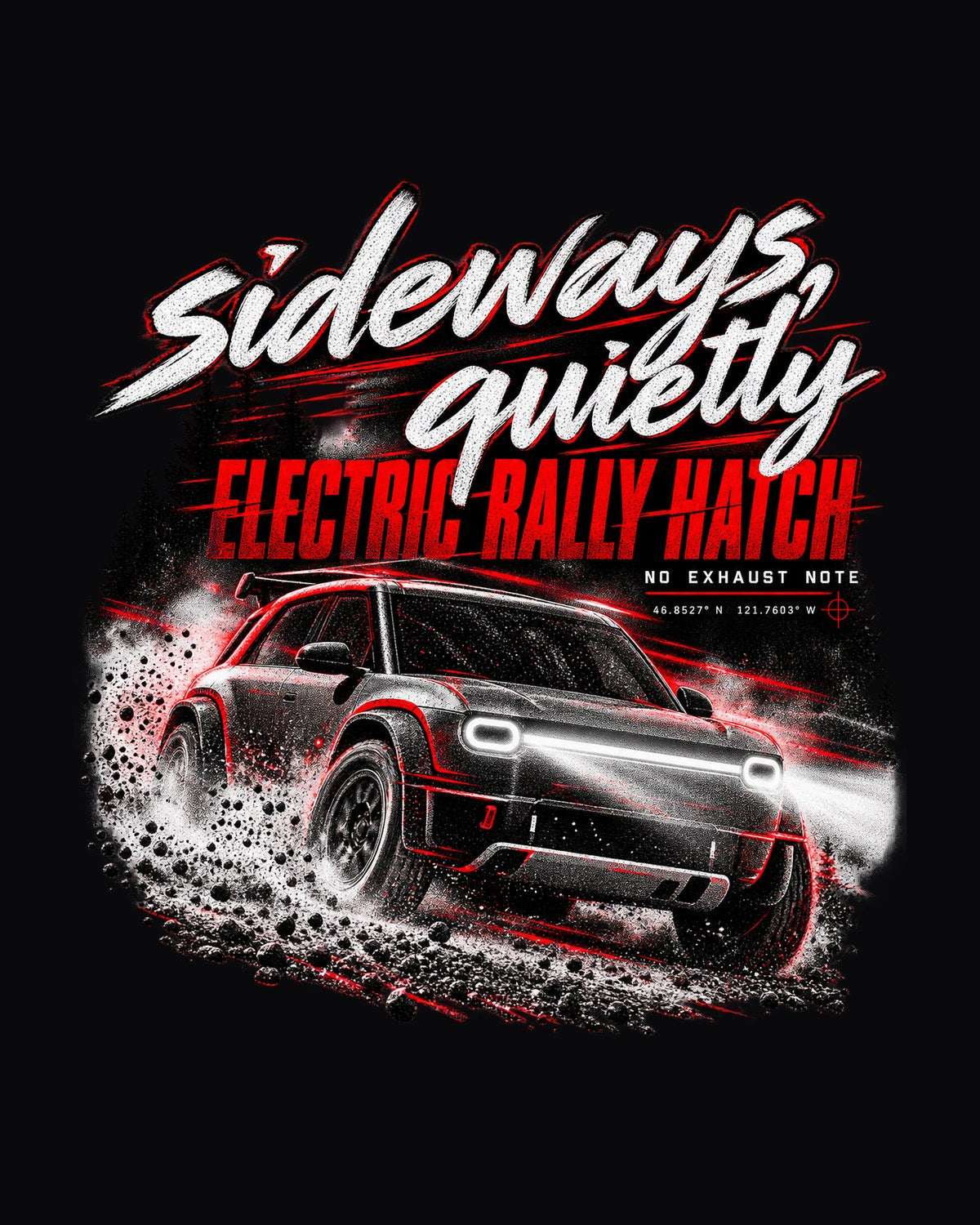 Rivian R3X 2027 Sideways Quietly Touge Night Shirt, Electric Rally design only