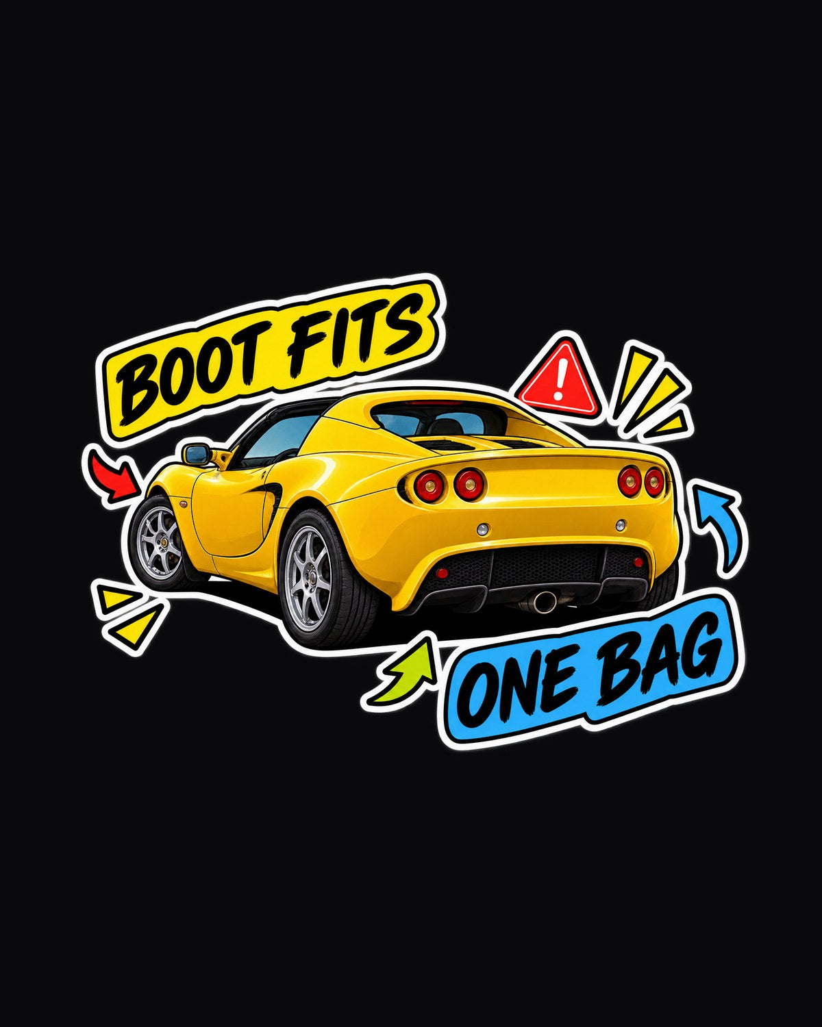 Lotus Elise S2 2001 Sticker Bomb Shirt, Boot Fits One Bag design only