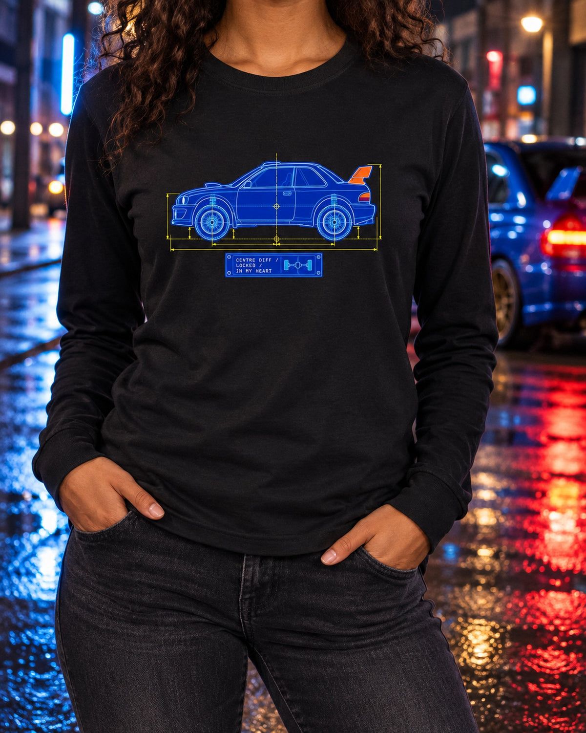 Celica GT-Four ST185 Group A Blueprint Shirt, Rally Car Gift Long Sleeve Black worn hero
