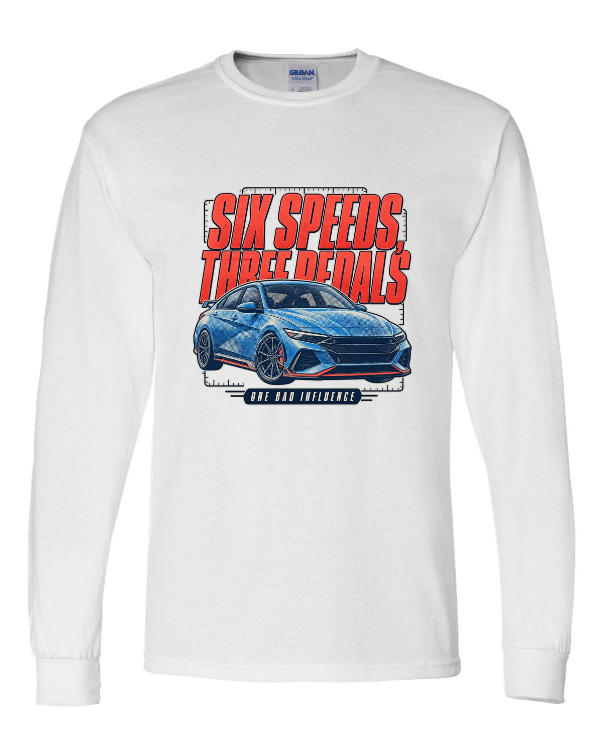 Hyundai Elantra N 2024 halftone statement print white long sleeve front view with the design