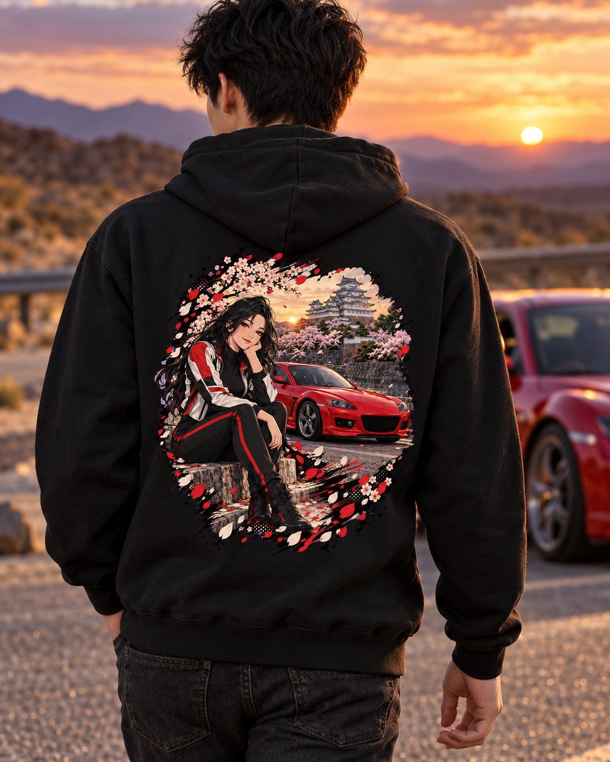 Mazda RX-8 Anime Girl Shirt, Hoodie & More Pull Over Hoodie Black worn hero