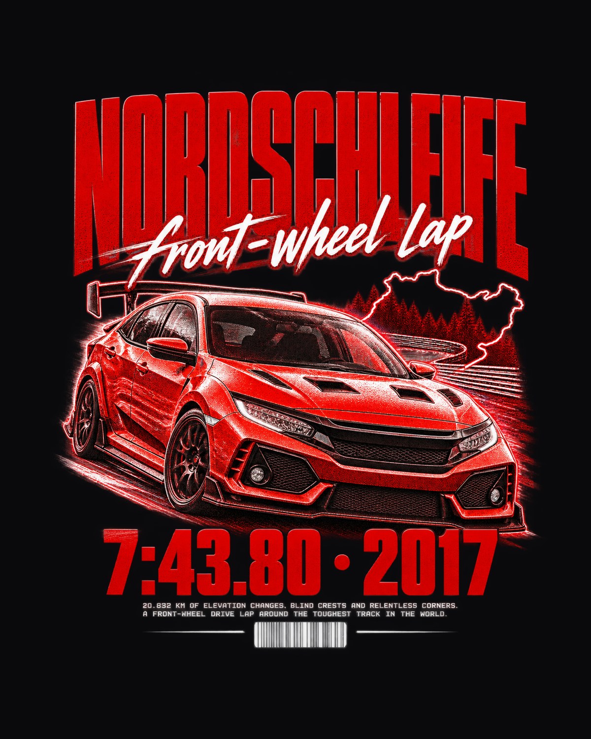 Honda Civic FK8 Nordschleife Front-Wheel Lap Poster Tee design only