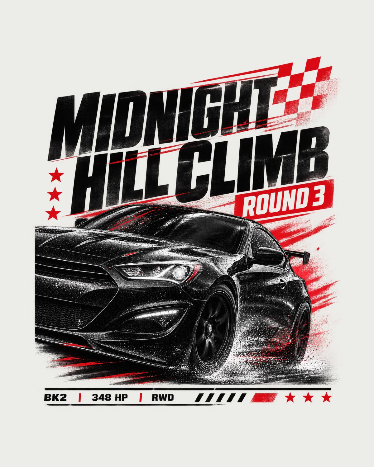 Hyundai Genesis Coupe BK2 Midnight Hill Climb Race Poster Shirt design only