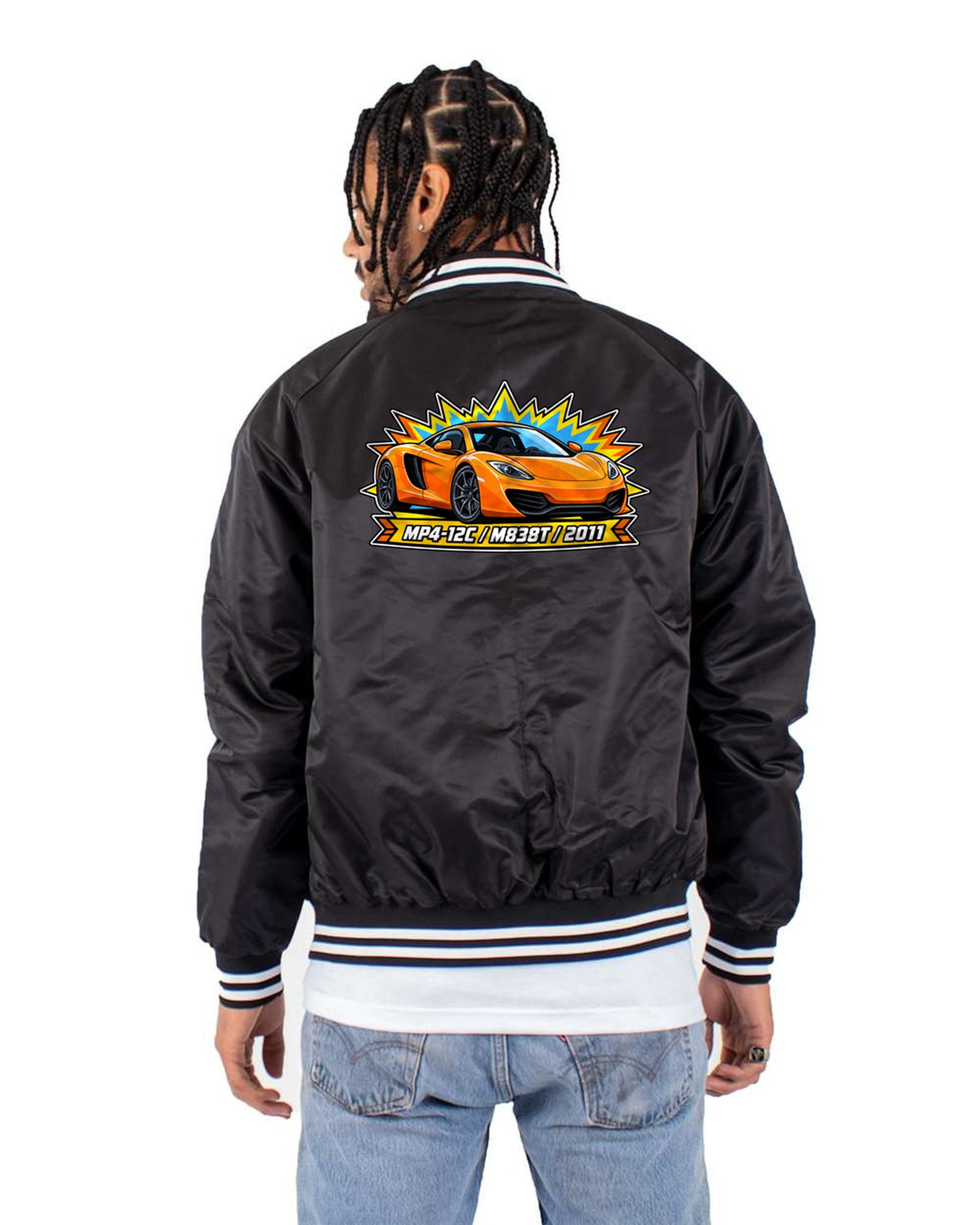 McLaren 12C MP4-12C Toy Card Shirt, M838T Collector Tee Bomber Jacket Black back