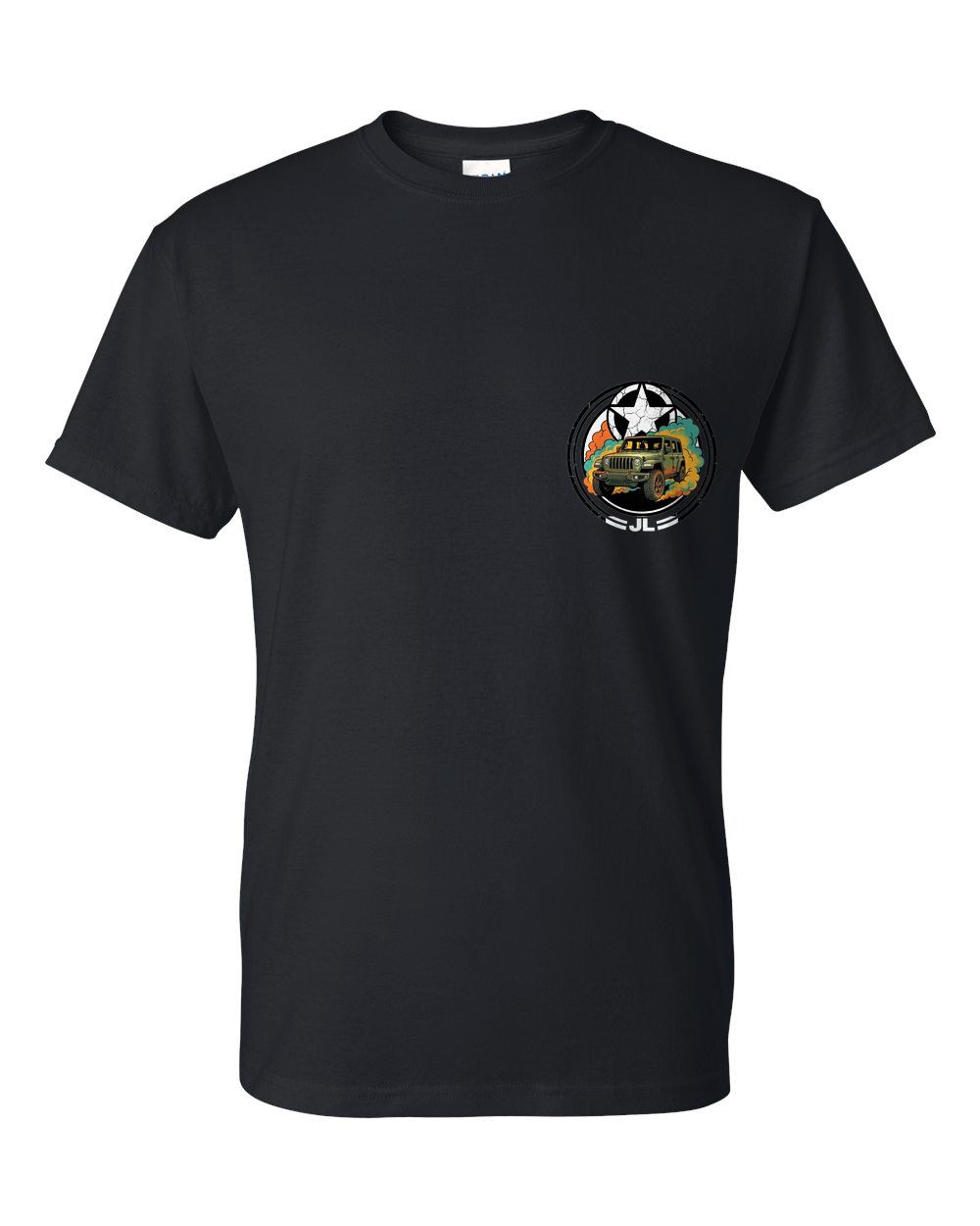 Jeep Wrangler JL Star T-Shirt — Black front emblem