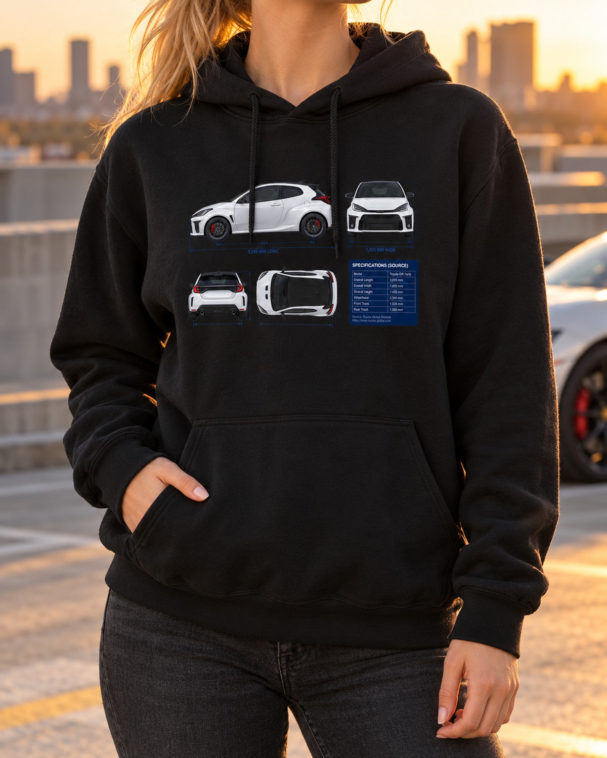 Toyota GR Corolla Morizo Edition Blueprint Shirt, G16E-GTS Pull Over Hoodie Black worn hero