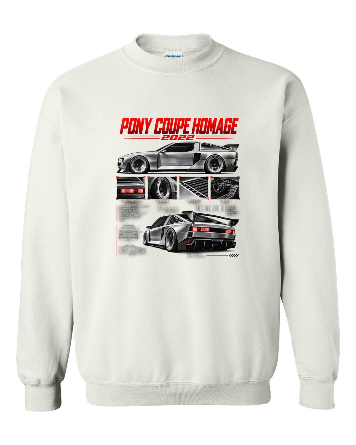 Hyundai N Vision 74 Dossier white crewneck front view with the design
