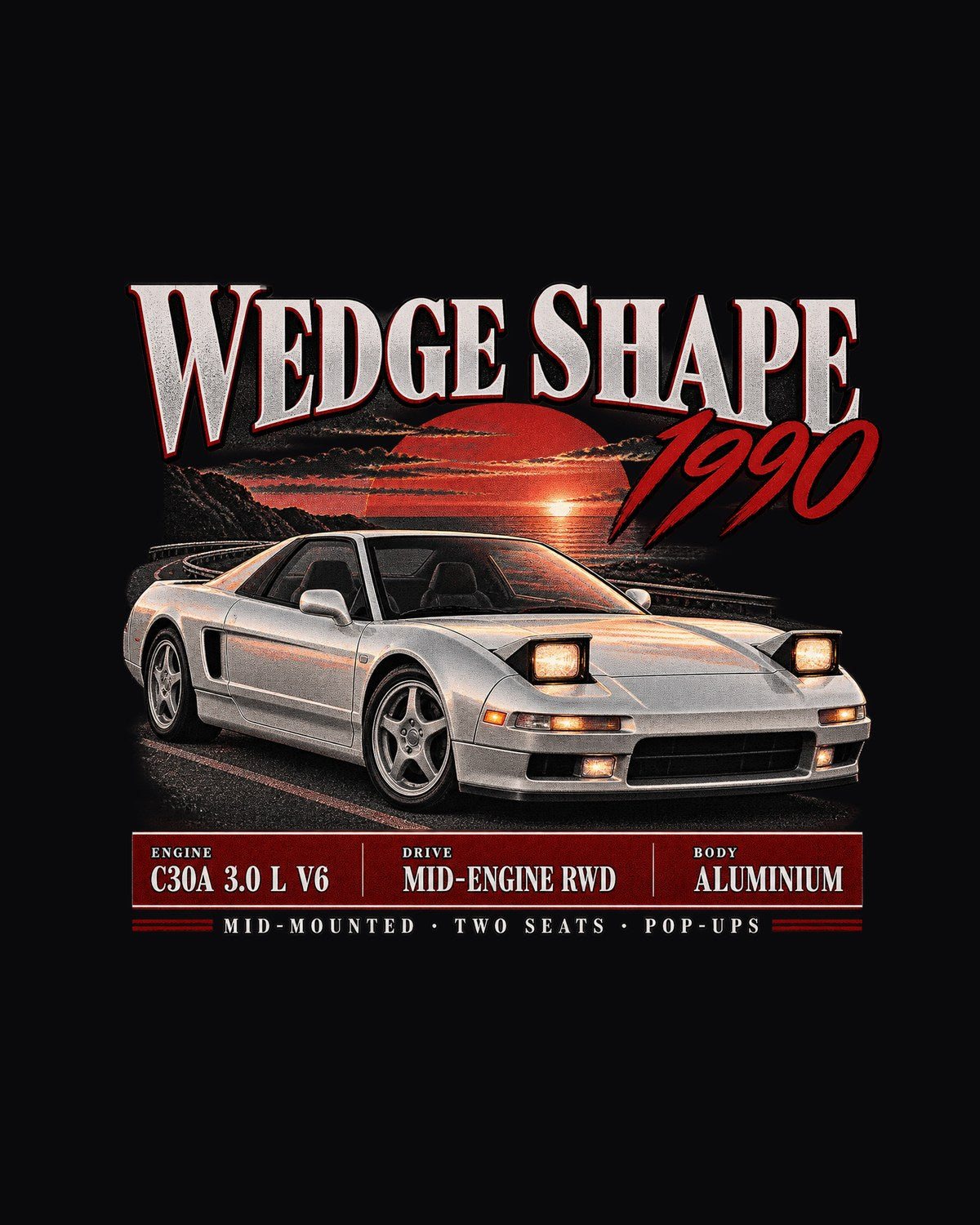 Honda NSX NA1 Wedge Shape Archive Panel Shirt, 1990 Car Tee design only