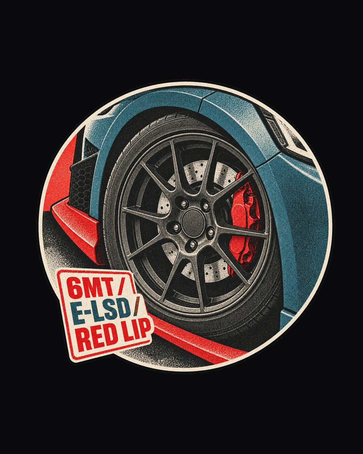 Veloster N JS Red Lip Wheel Study Riso Tee, 6MT E-LSD design only
