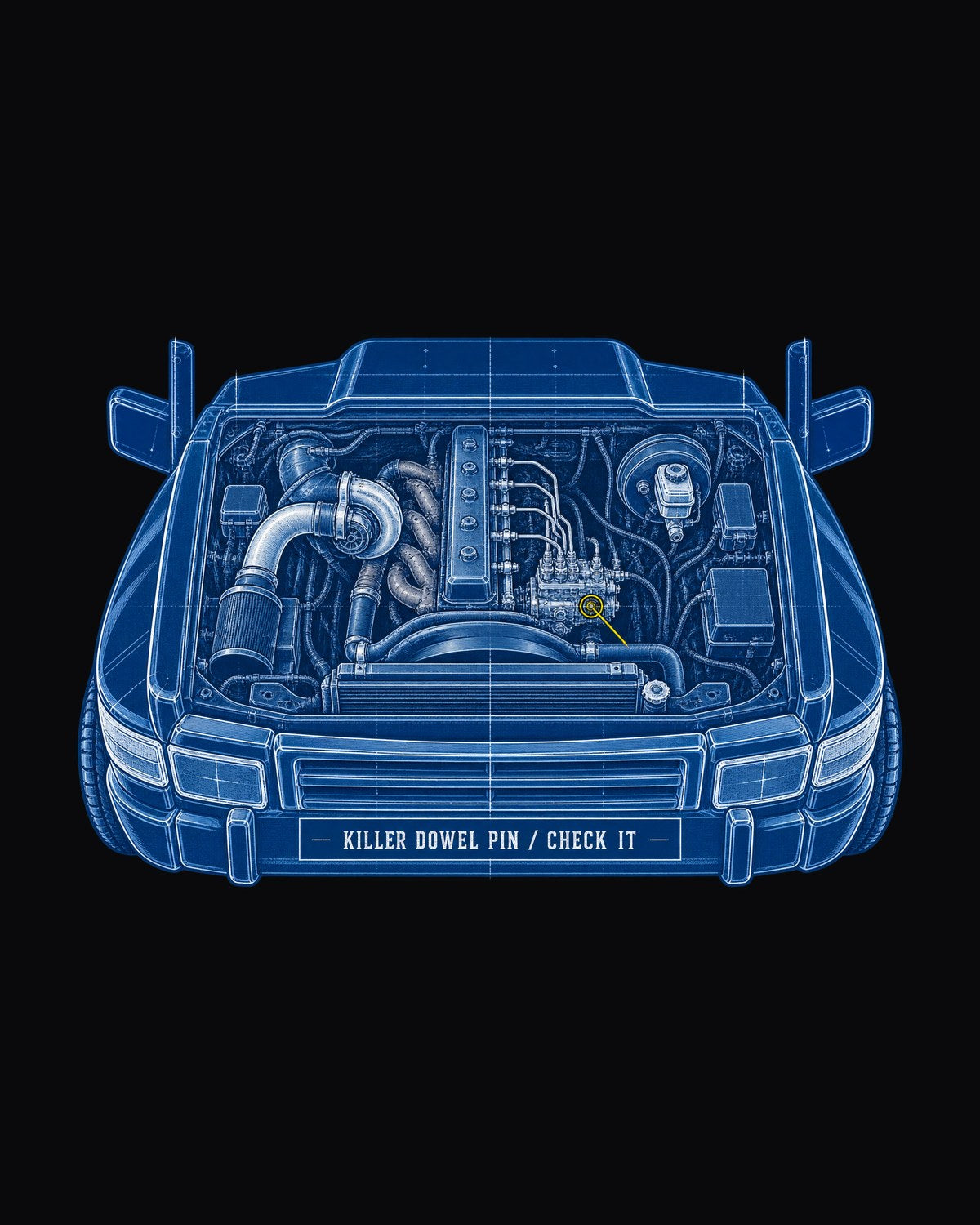 Dodge Ram 12V 5.9 Cummins Cyanotype Shirt, Killer Dowel Pin design only