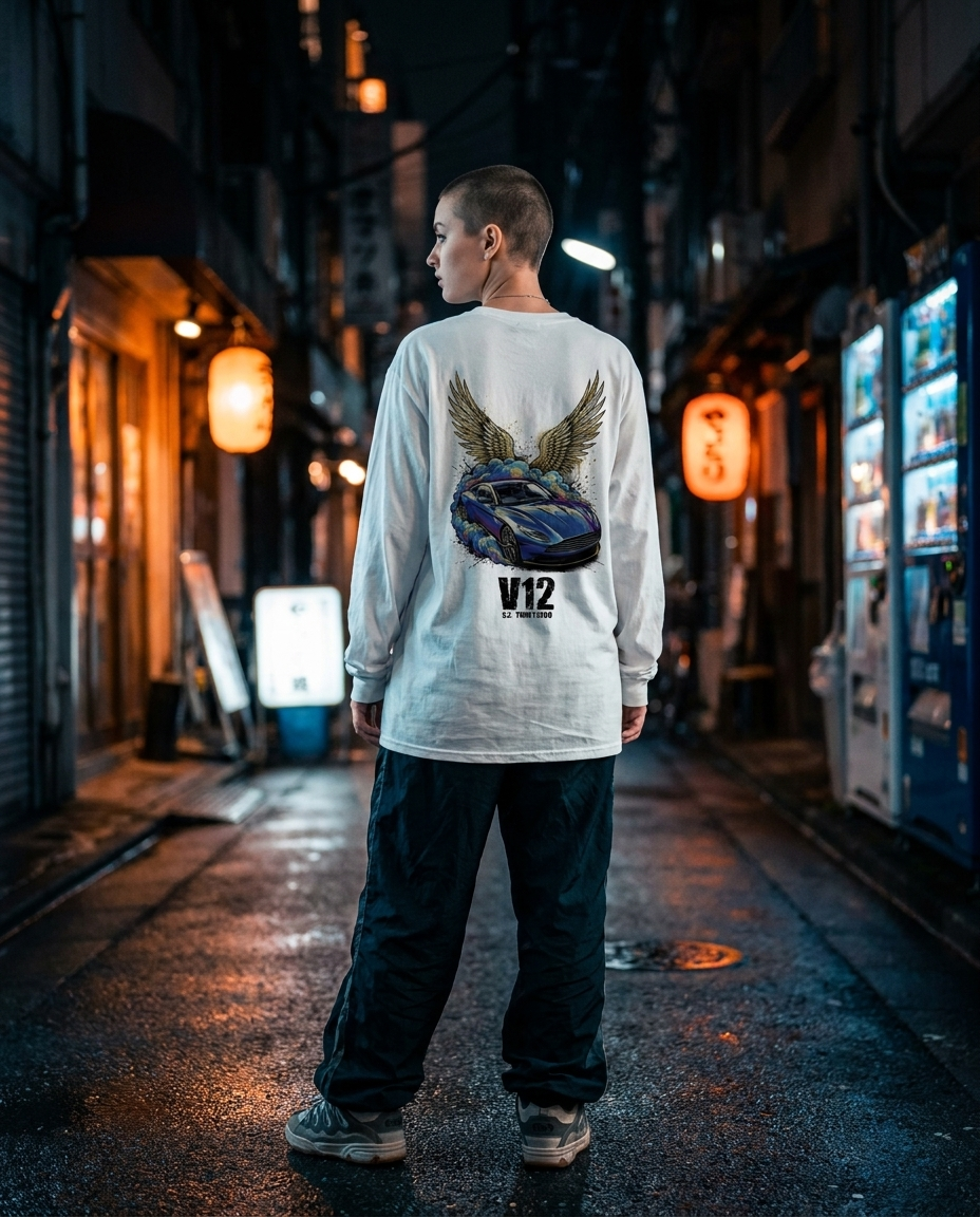 White Long-Sleeve Tee street