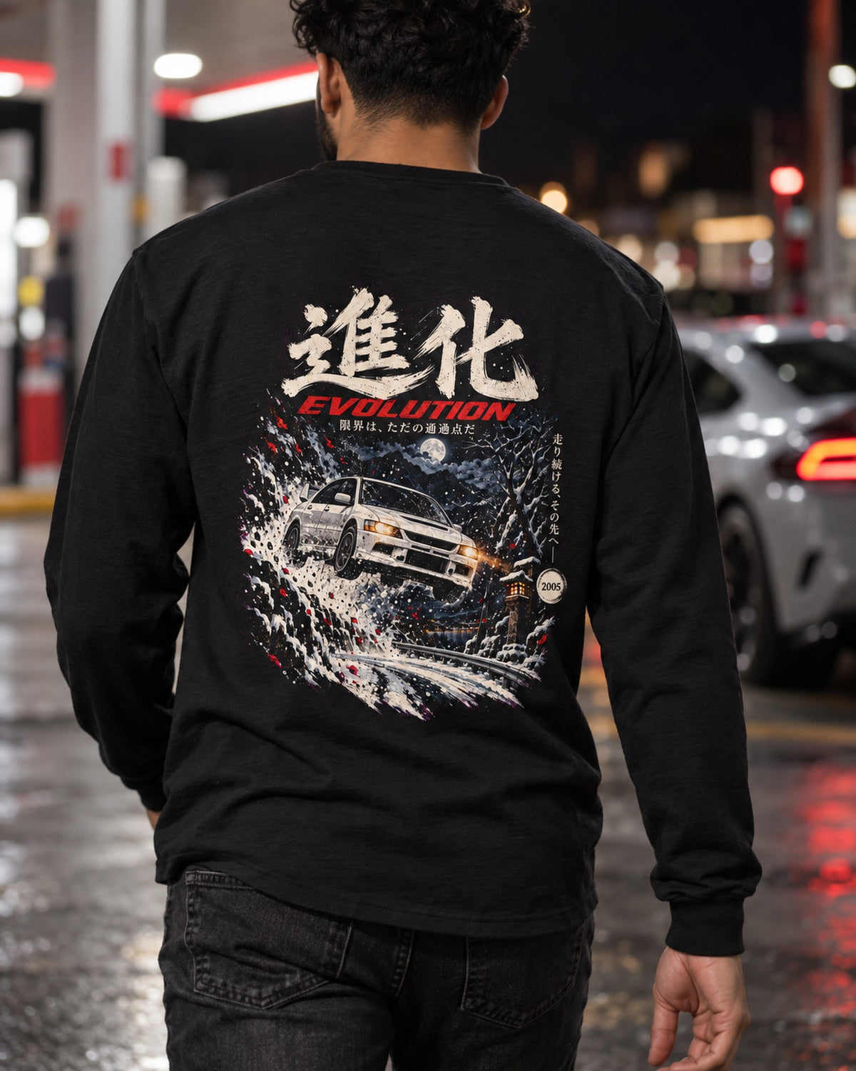 Mitsubishi Lancer Evo IX Evolution Shirt, Hoodie & More Long Sleeve Black worn hero
