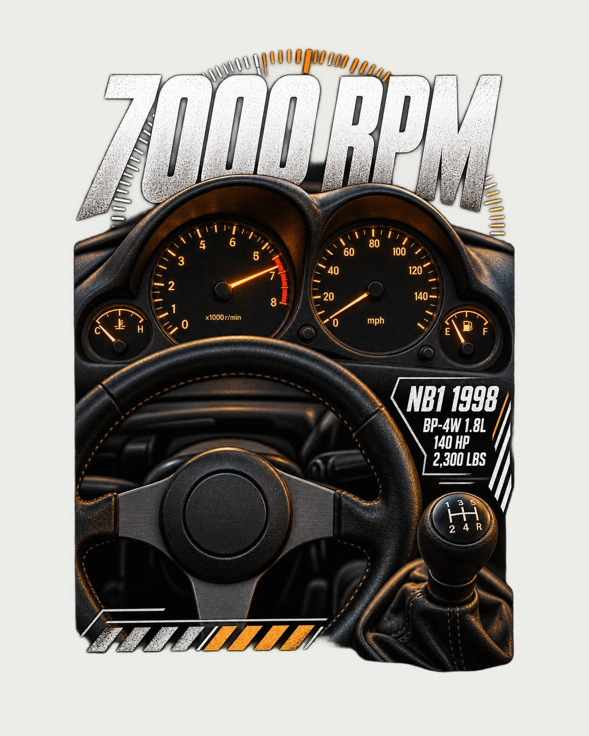 Mazda MX-5 NB1 Cockpit Gauge Shirt, 7000 RPM BP-4W design only