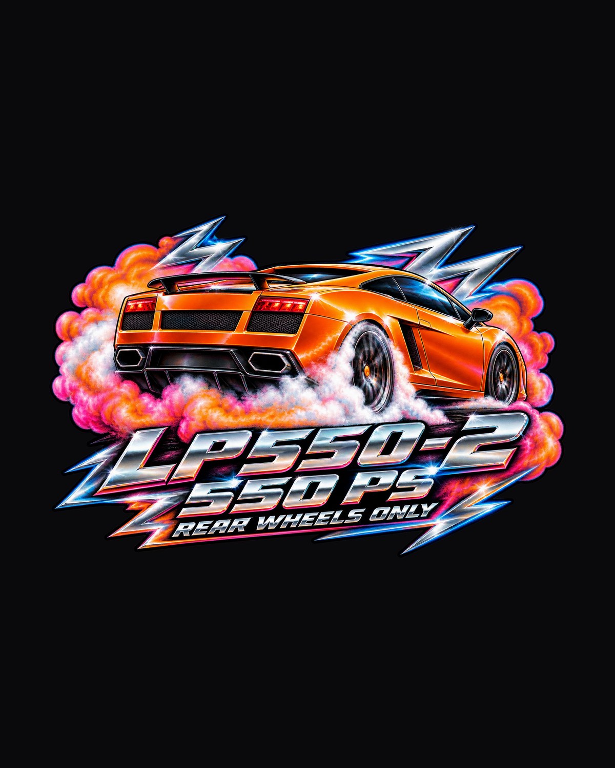 Lamborghini Gallardo LP550-2 80s Airbrush Burnout Shirt design only