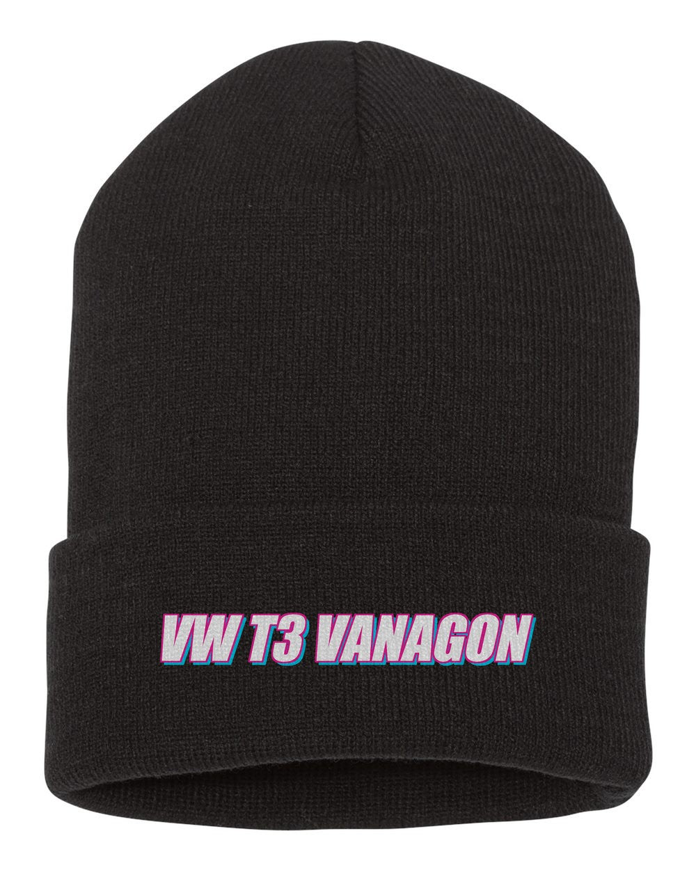 Vw T3 Vanagon black beanie front view with car name