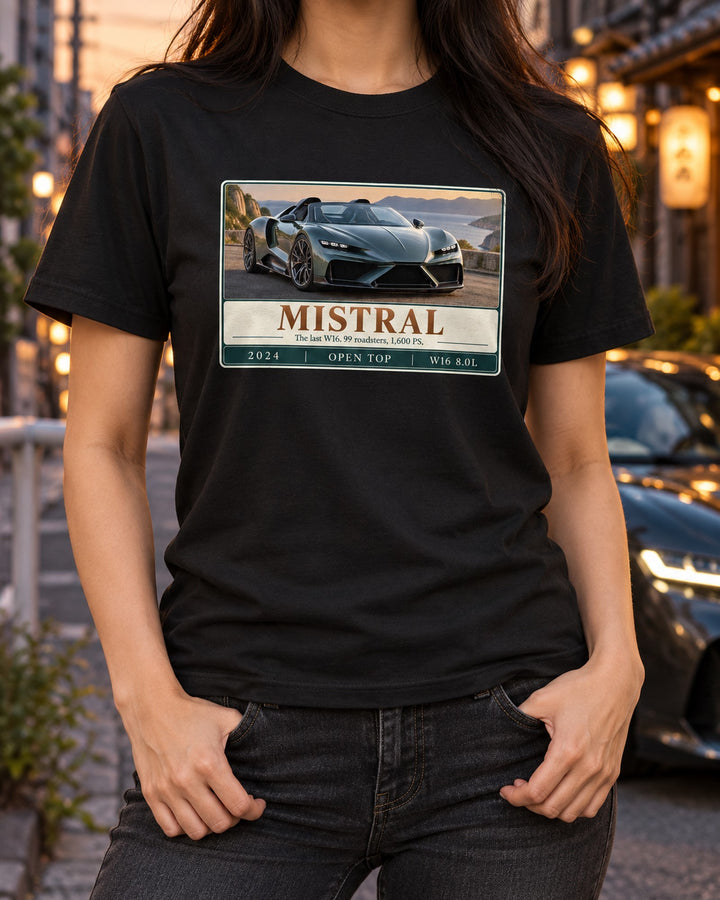 Bugatti Mistral Editorial Headline Shirt, The Last W16 T-Shirt Black worn hero