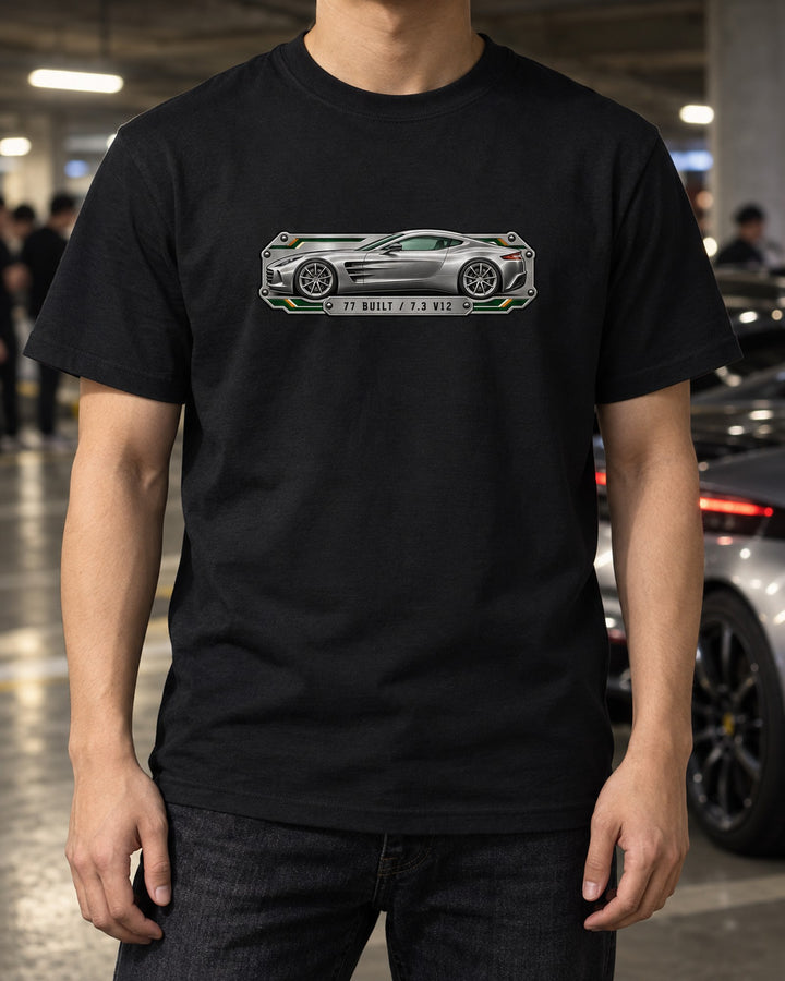 Aston Martin One-77 Spec Plate print Shirt T-Shirt Black worn hero