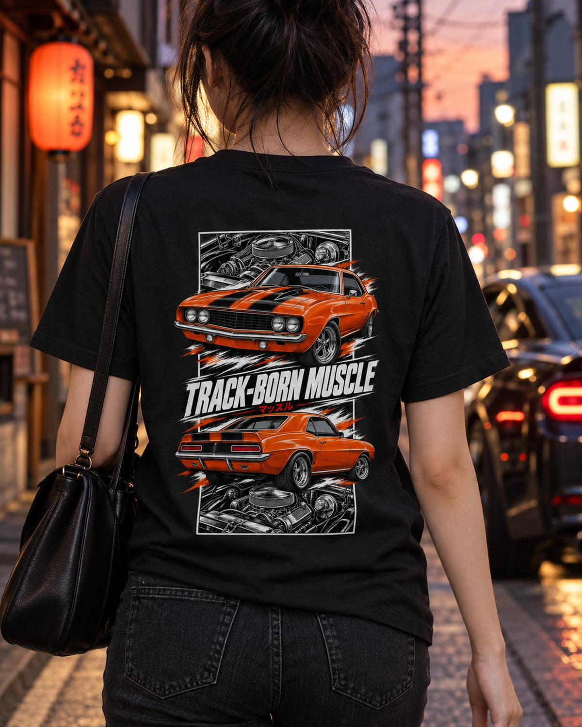 Chevy Camaro Z/28 Torn Poster Full-Back Graphic Tee T-Shirt Black worn hero