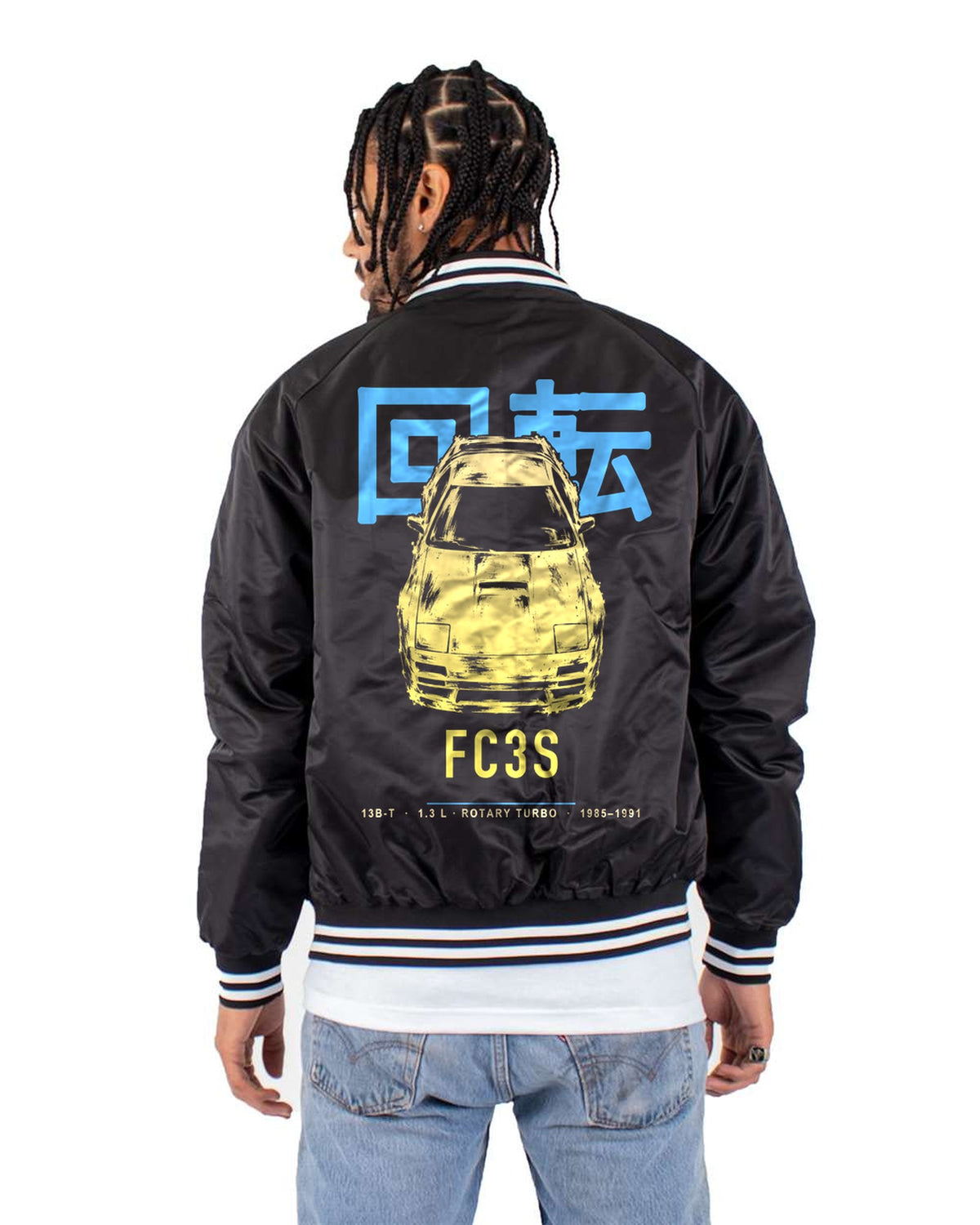 FC3S 13B-T Full-Back Graphic Tee Bomber Jacket Black back