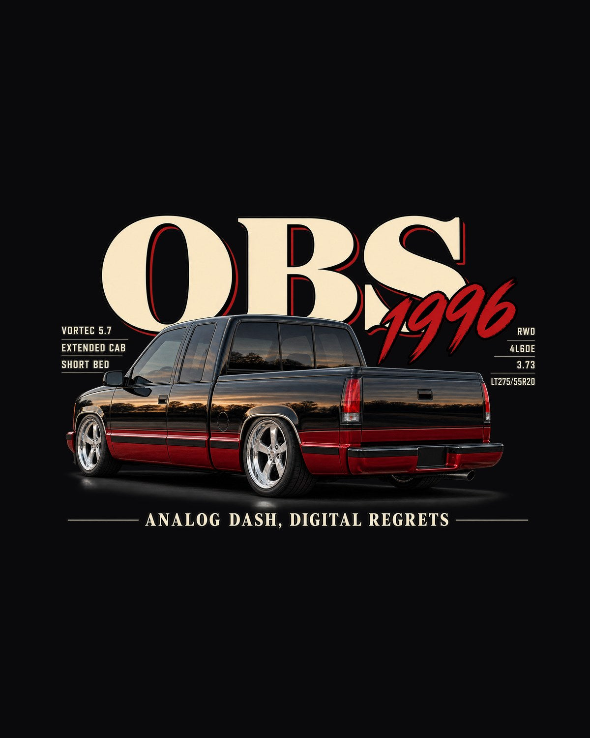 1996 OBS Chevy C1500 Extended Cab Editorial Headline Tee design only