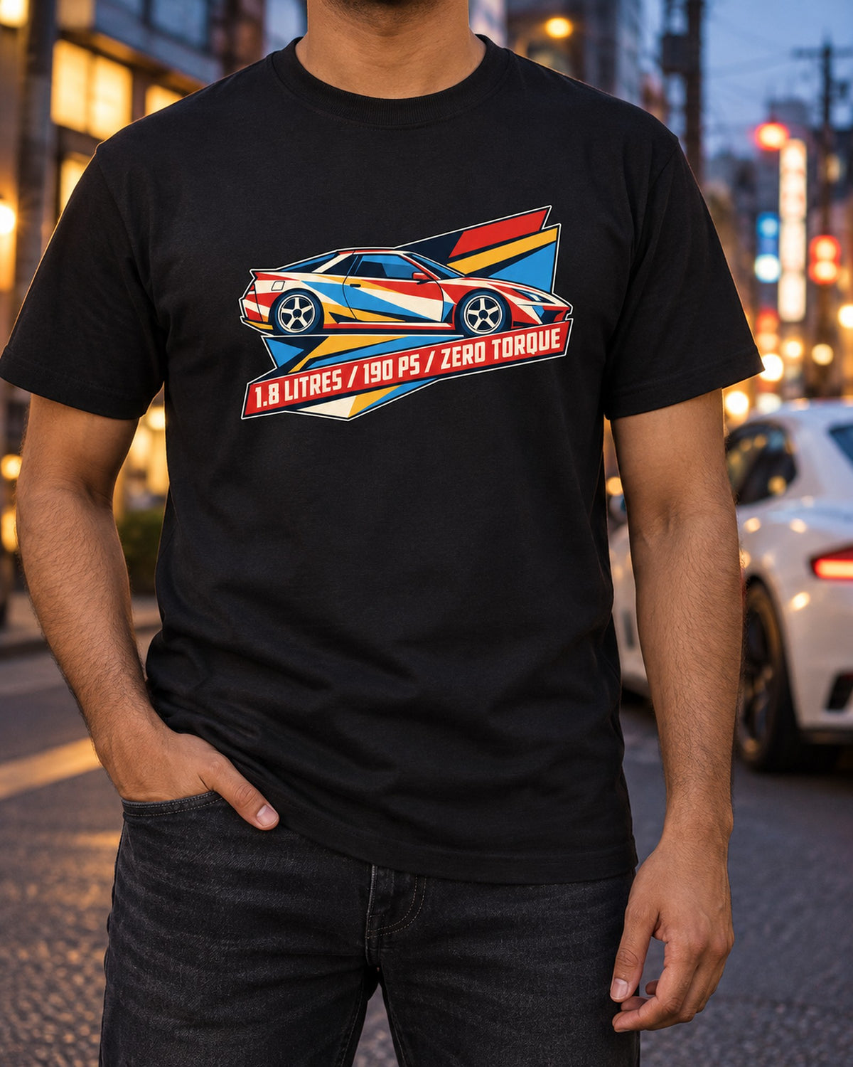 Toyota Celica ZZT231 Origami Constructivist Poster Shirt, 190 PS T-Shirt Black worn hero