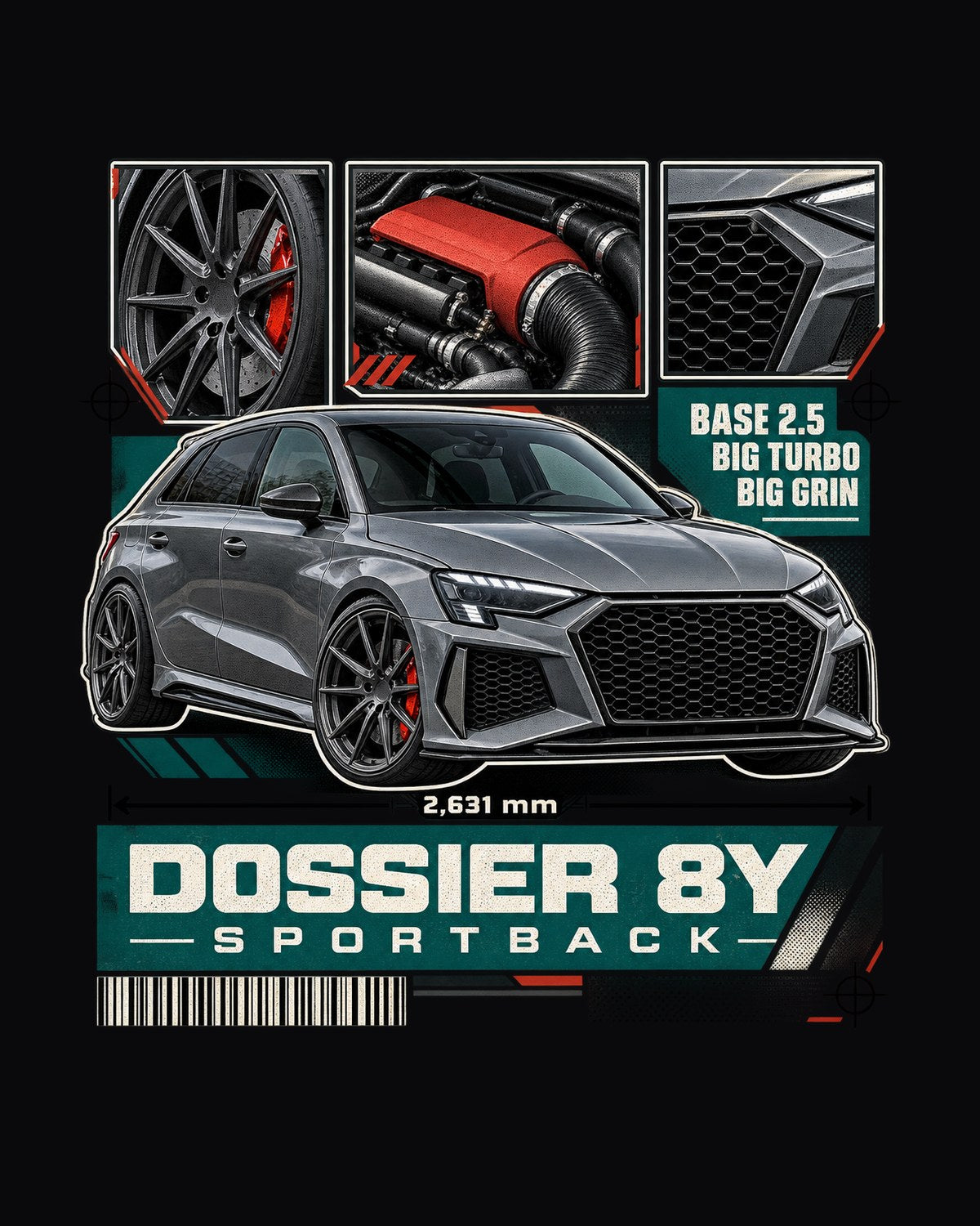 Audi RS3 8Y Sportback Pre-Facelift Dossier Panels Shirt design only