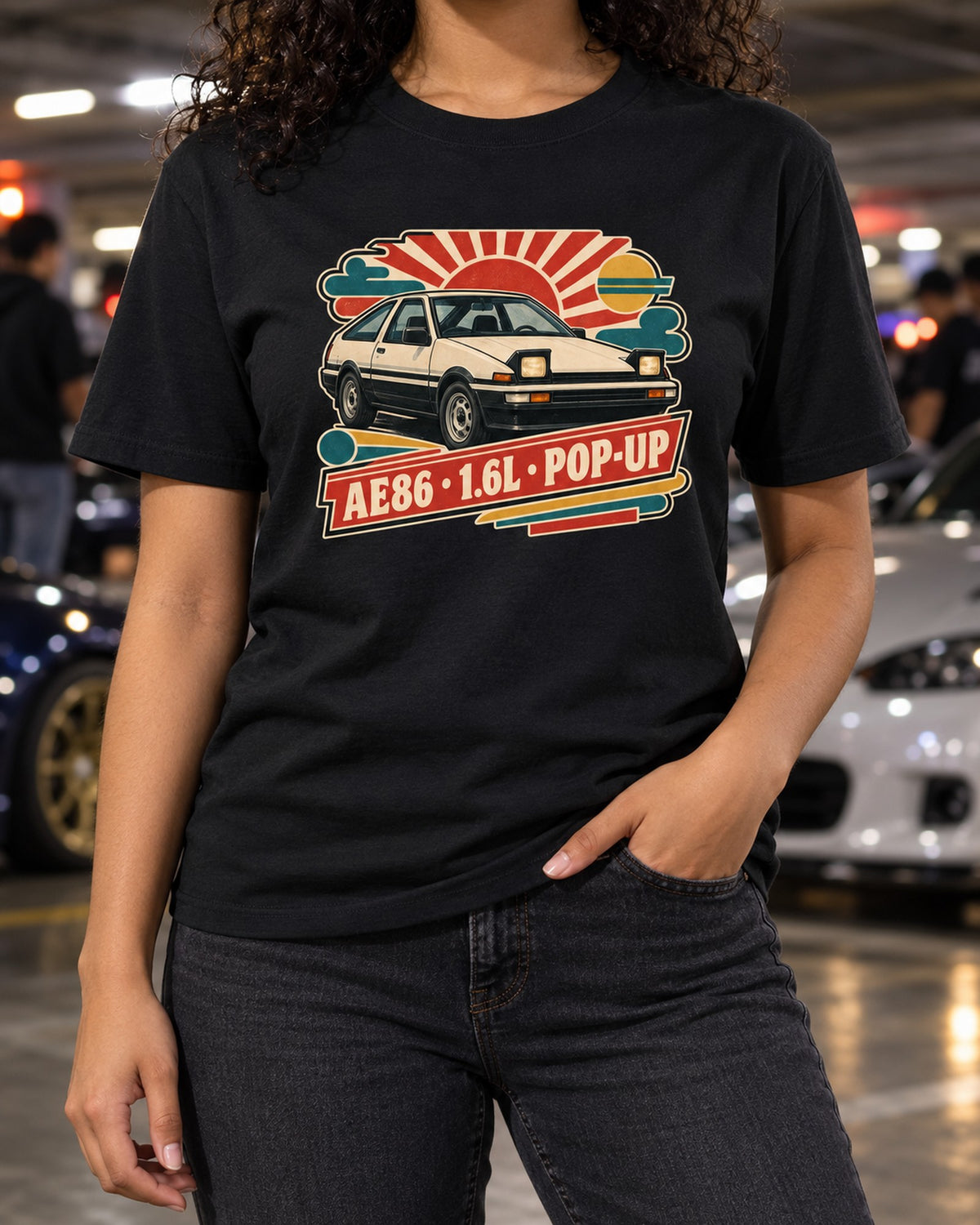 1985 Toyota Sprinter Trueno AE86 Showa Catalogue Ad Tee T-Shirt Black worn hero