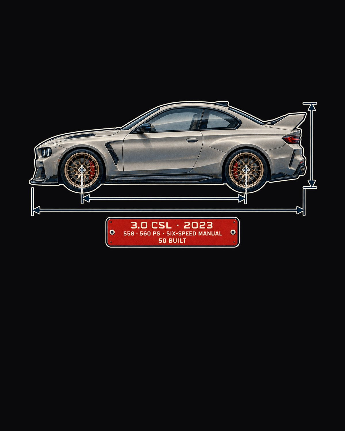 BMW 3.0 CSL 2023 Dimension Blueprint Shirt, S58 Tee design only