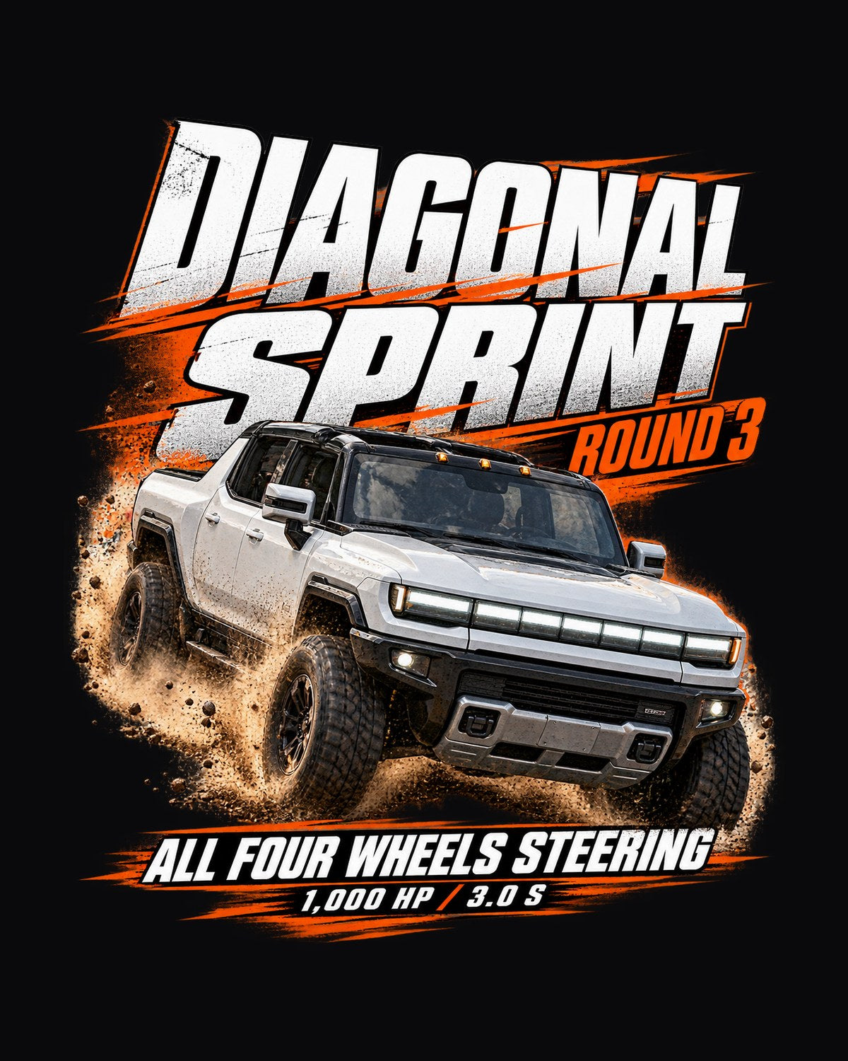 GMC Hummer EV Pickup Diagonal Sprint Race Poster Shirt design only