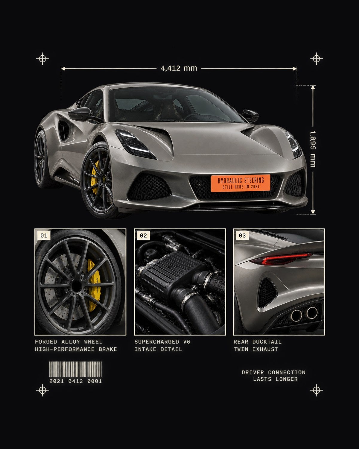 Lotus Emira V6 2021 Dossier Panels Tee, Hydraulic Steering design only