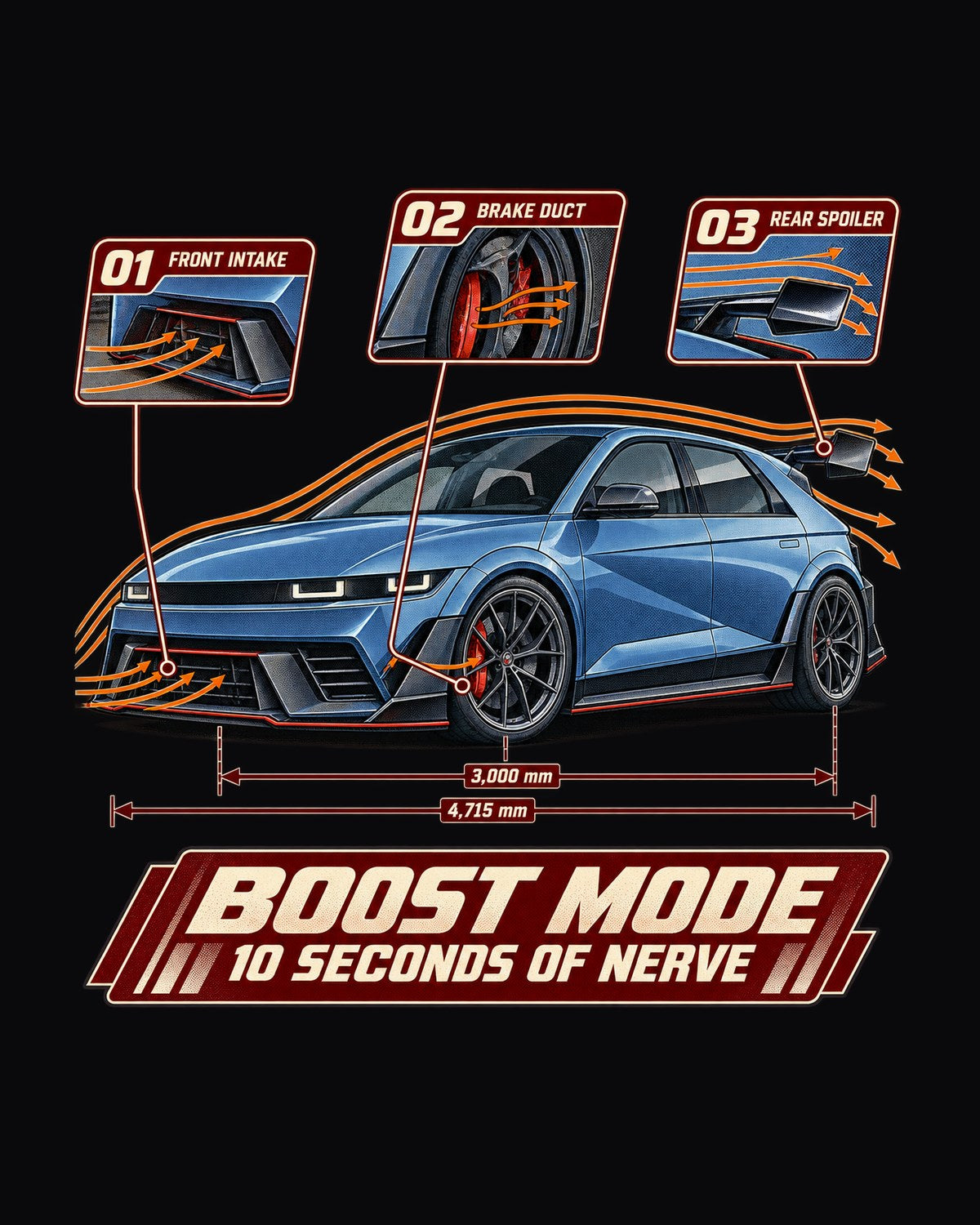 Ioniq 5 N Boost Mode Aero Callout Tee, Hyundai EV Fan design only