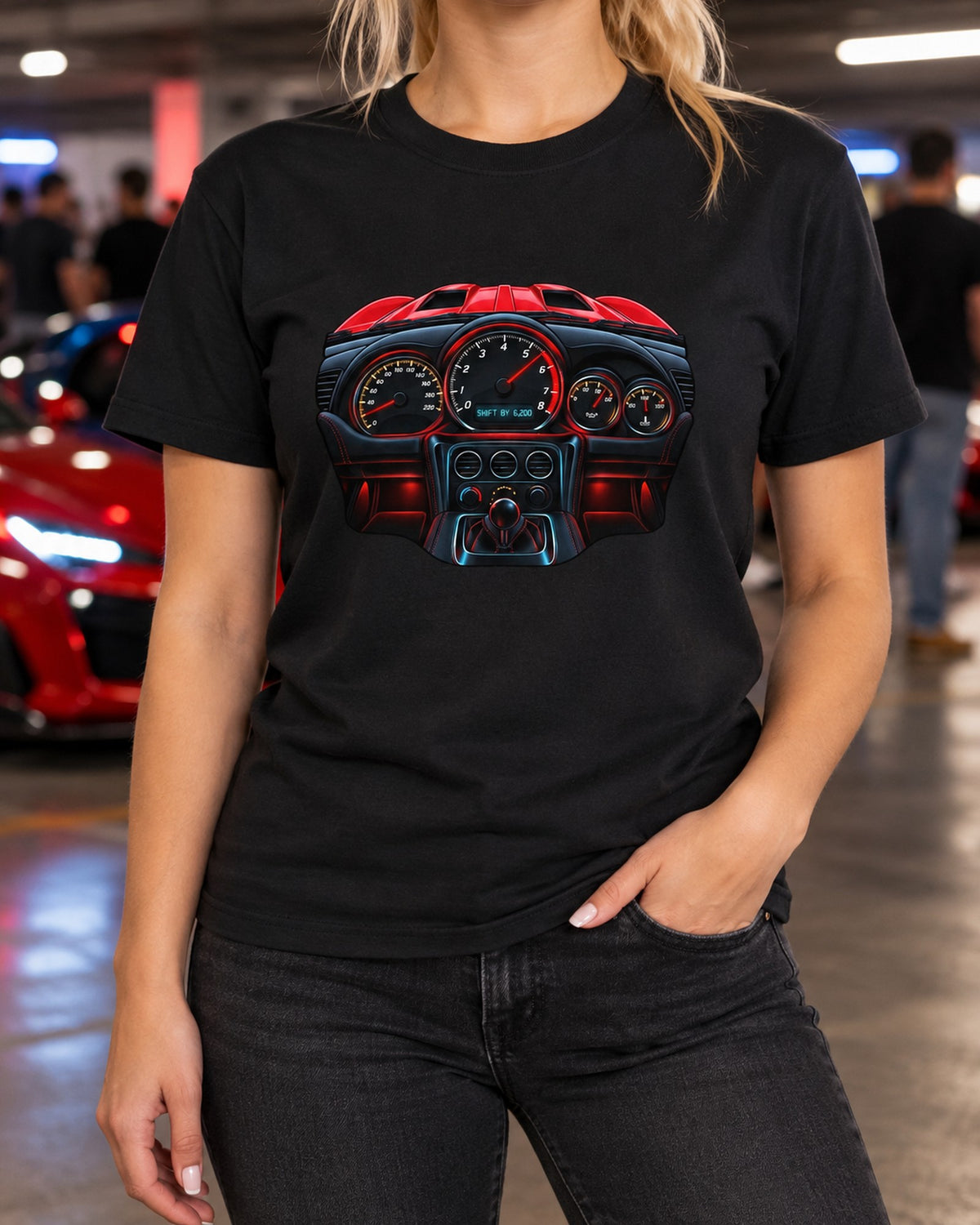 Viper VX I Gauge Cluster Tee, Shift By 6,200 Car Shirt T-Shirt Black worn hero